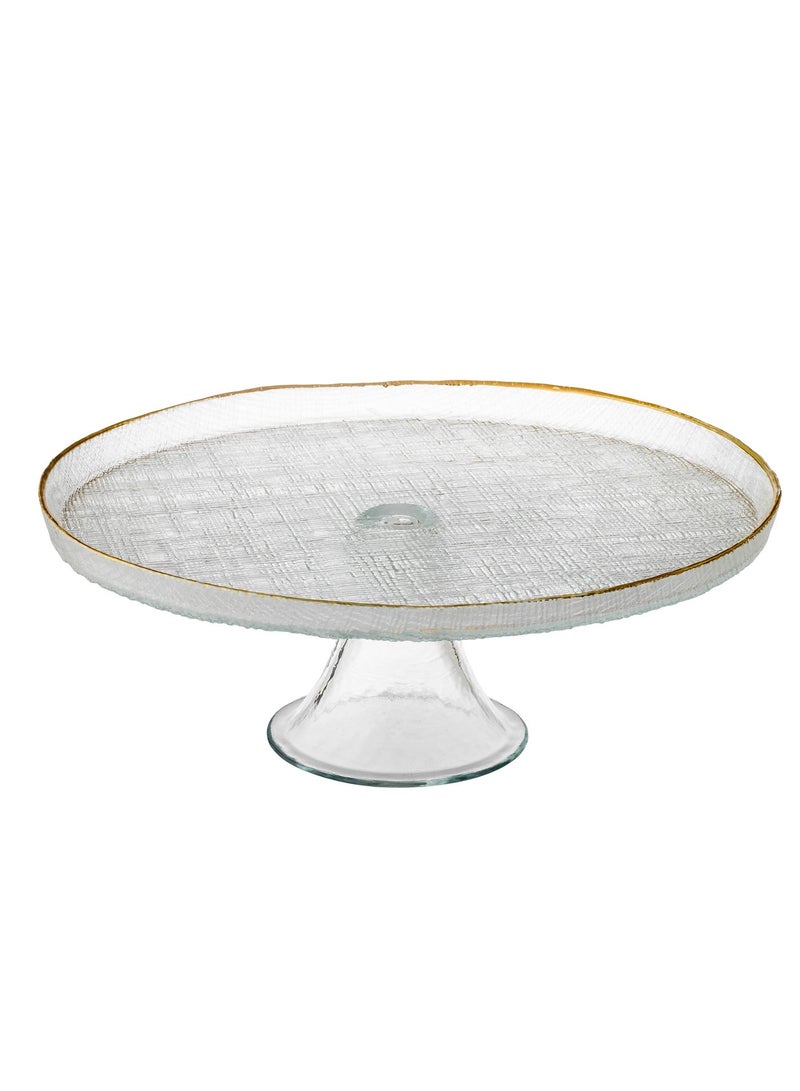 إيليجانت صحن تقديم زجاج فاخر بقاعدة – قطر 27.5 سم – ارتفاع 9.5 سم – مثالي للحلويات والضيافة ✨🍰 - Image 2